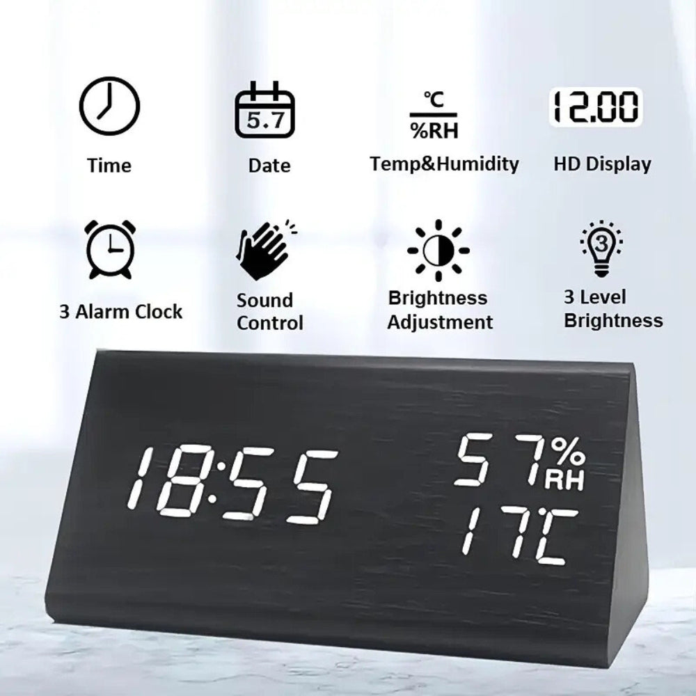 Chic Wooden LED Clock for Effortless Mornings