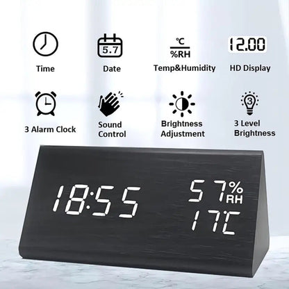 Chic Wooden LED Clock for Effortless Mornings