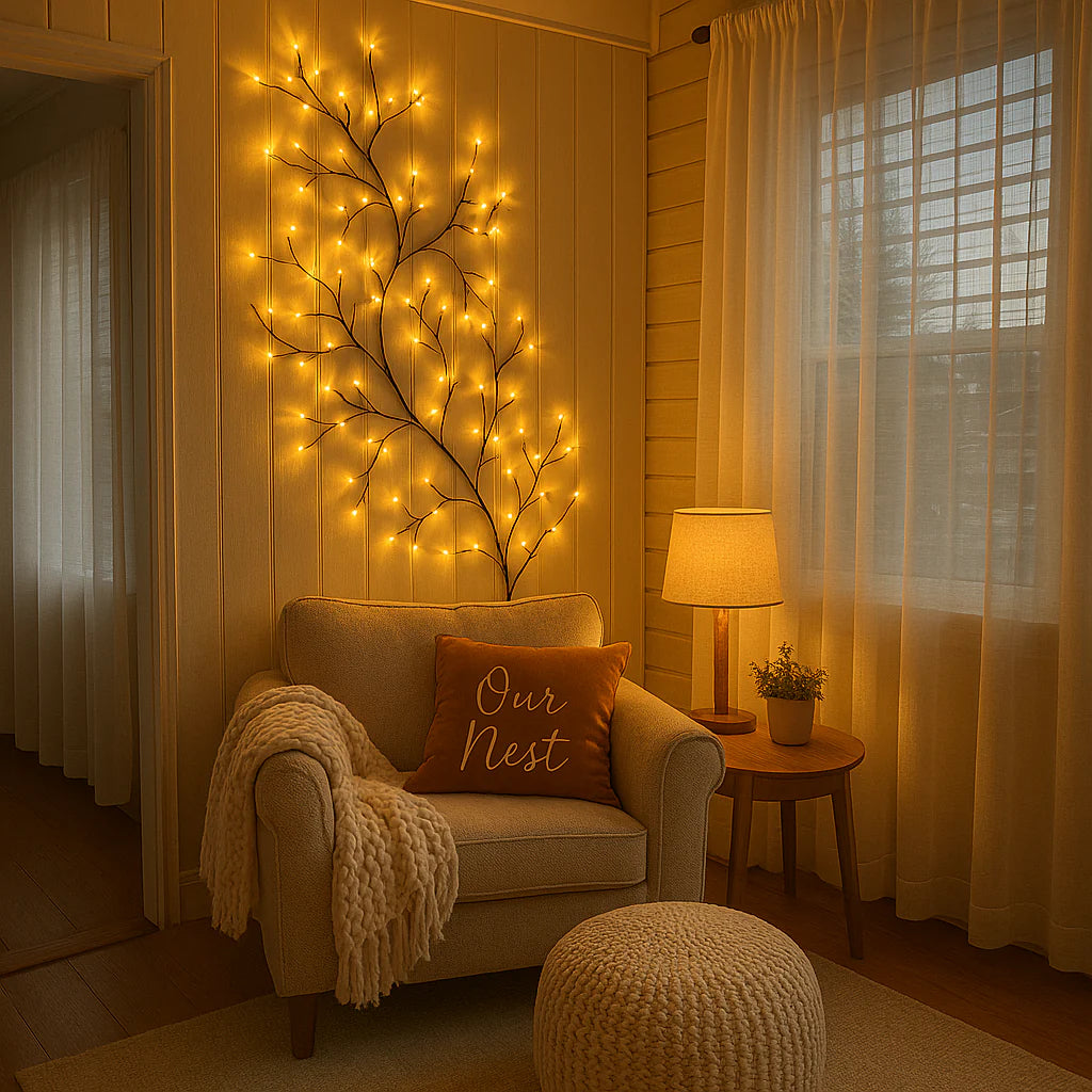 Charming LED Wall Light with Blossom Artwork