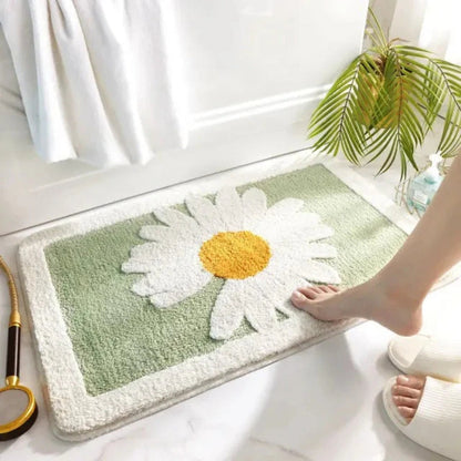 Charming Floral Non-Slip Bath Mat - Plush Microfiber Comfort