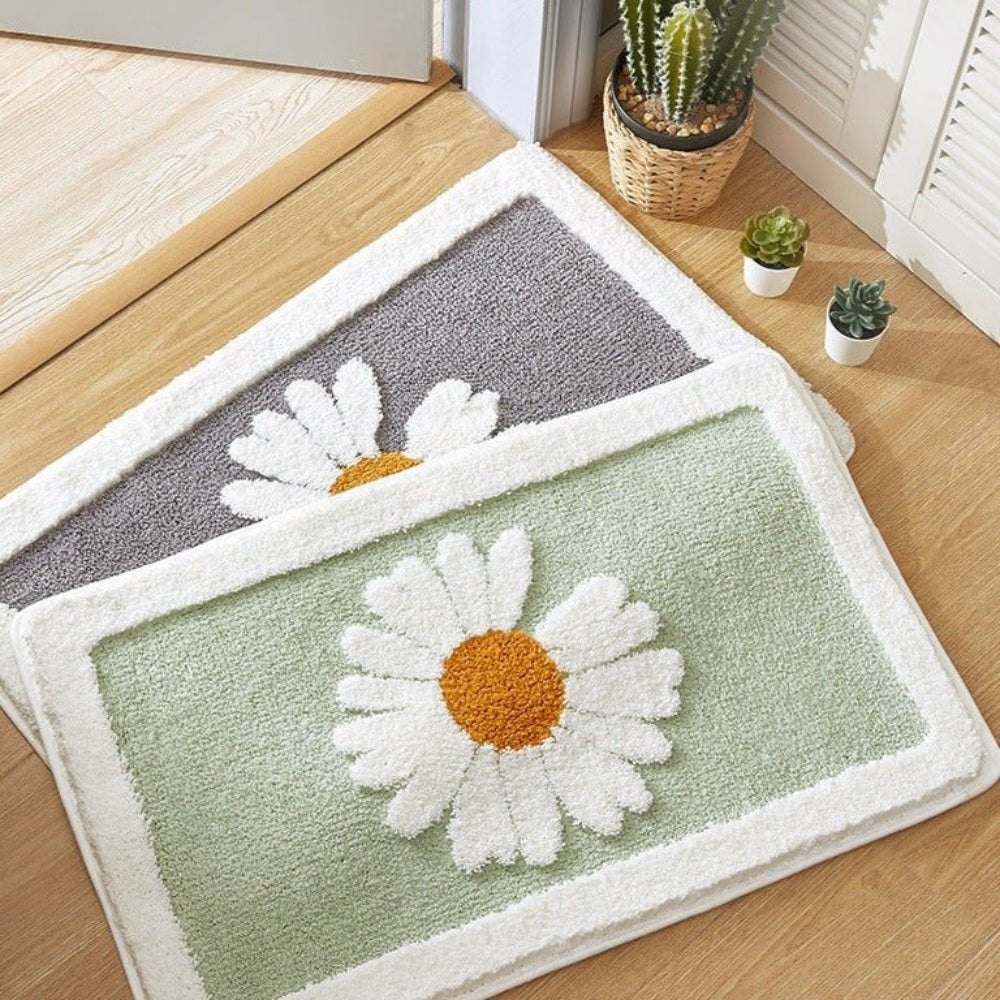 Charming Floral Non-Slip Bath Mat - Plush Microfiber Comfort