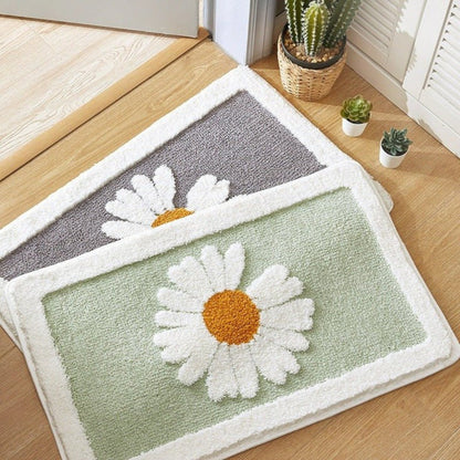 Charming Floral Non-Slip Bath Mat - Plush Microfiber Comfort