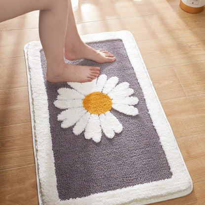 Charming Floral Non-Slip Bath Mat - Plush Microfiber Comfort