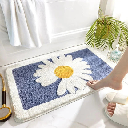 Charming Floral Non-Slip Bath Mat - Plush Microfiber Comfort