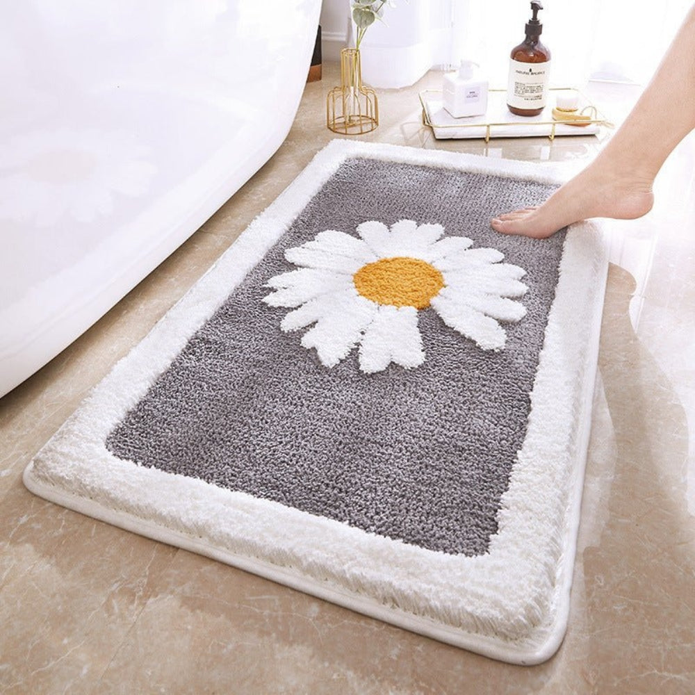 Charming Floral Non-Slip Bath Mat - Plush Microfiber Comfort