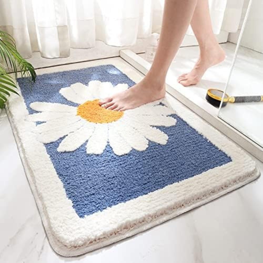 Charming Floral Non-Slip Bath Mat - Plush Microfiber Comfort