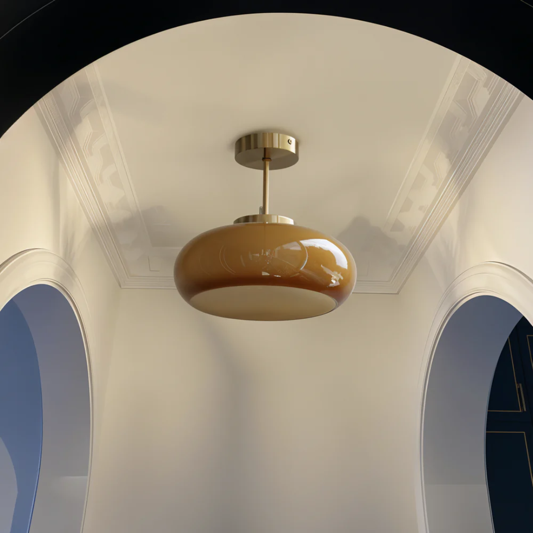 Sophisticated Glass Ceiling Light with Elegant Metal Frame