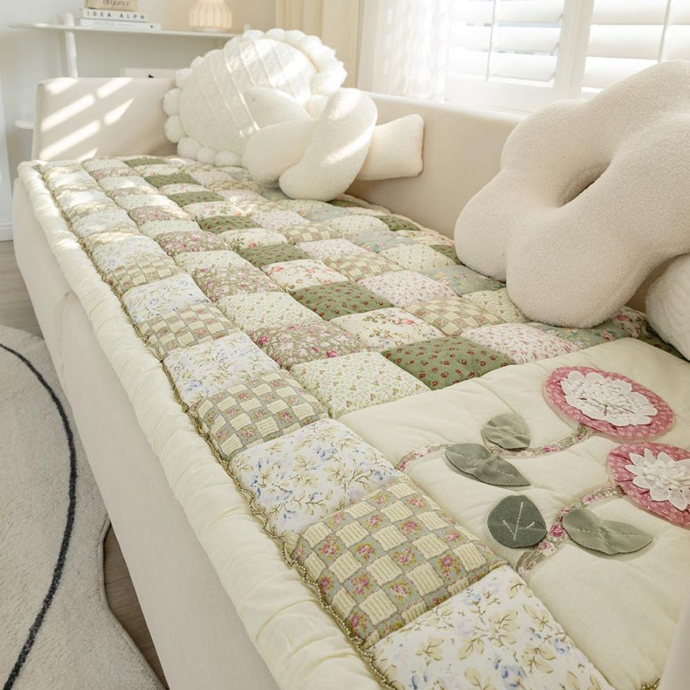 Elegant Floral Microfiber Sofa Protector for Cozy Living