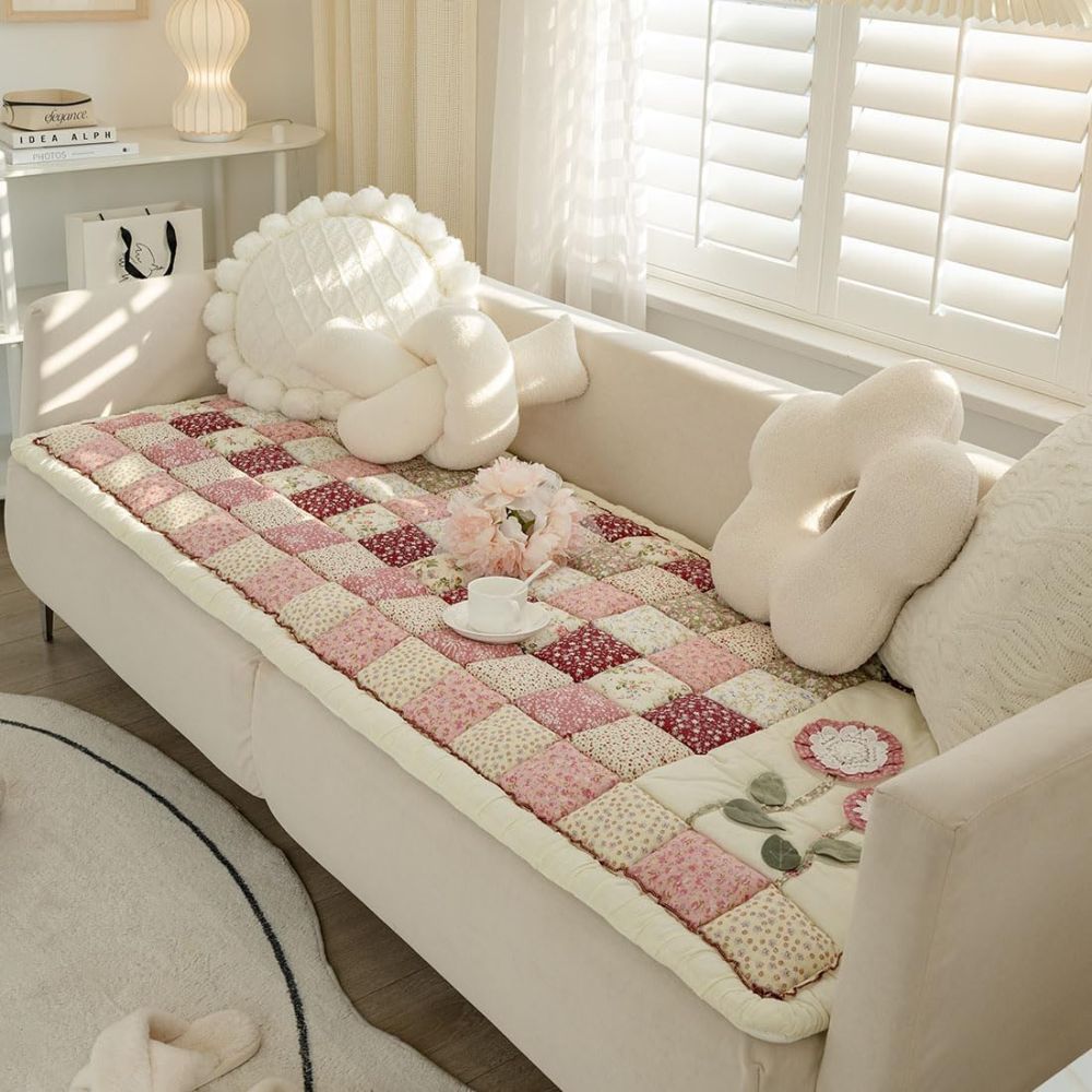 Elegant Floral Microfiber Sofa Protector for Cozy Living
