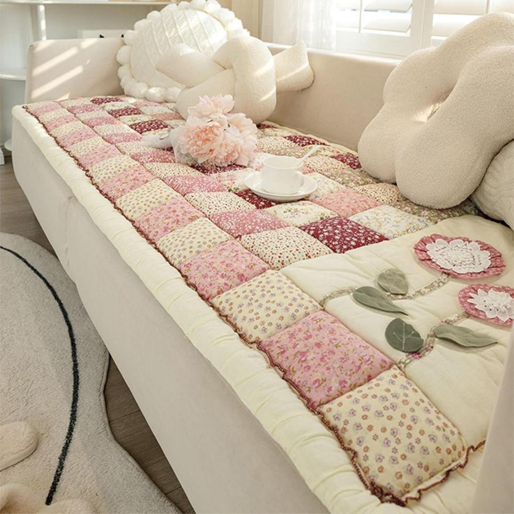 Elegant Floral Microfiber Sofa Protector for Cozy Living
