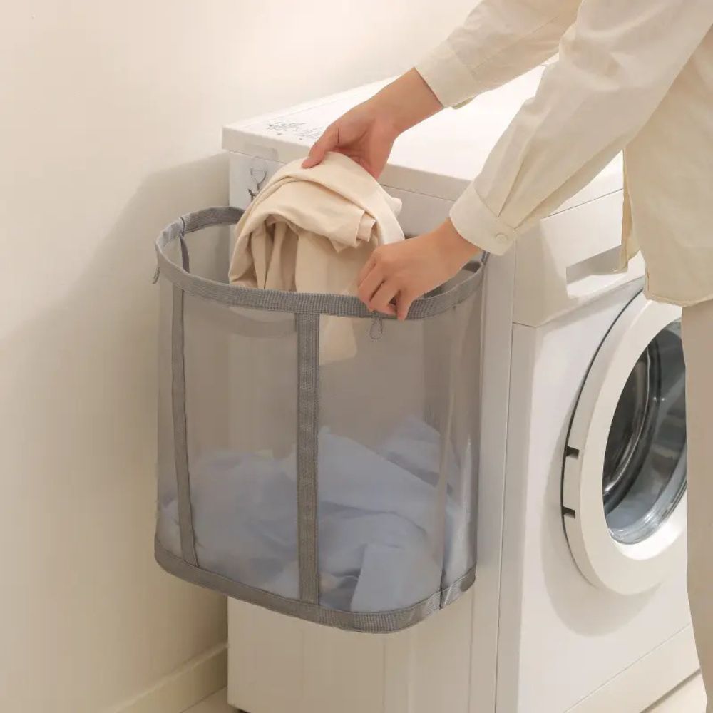 Compact Mesh Laundry Storage Solution