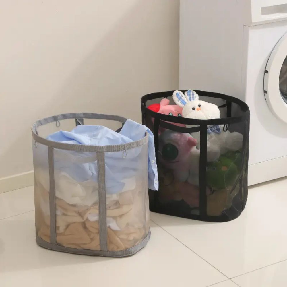 Compact Mesh Laundry Storage Solution