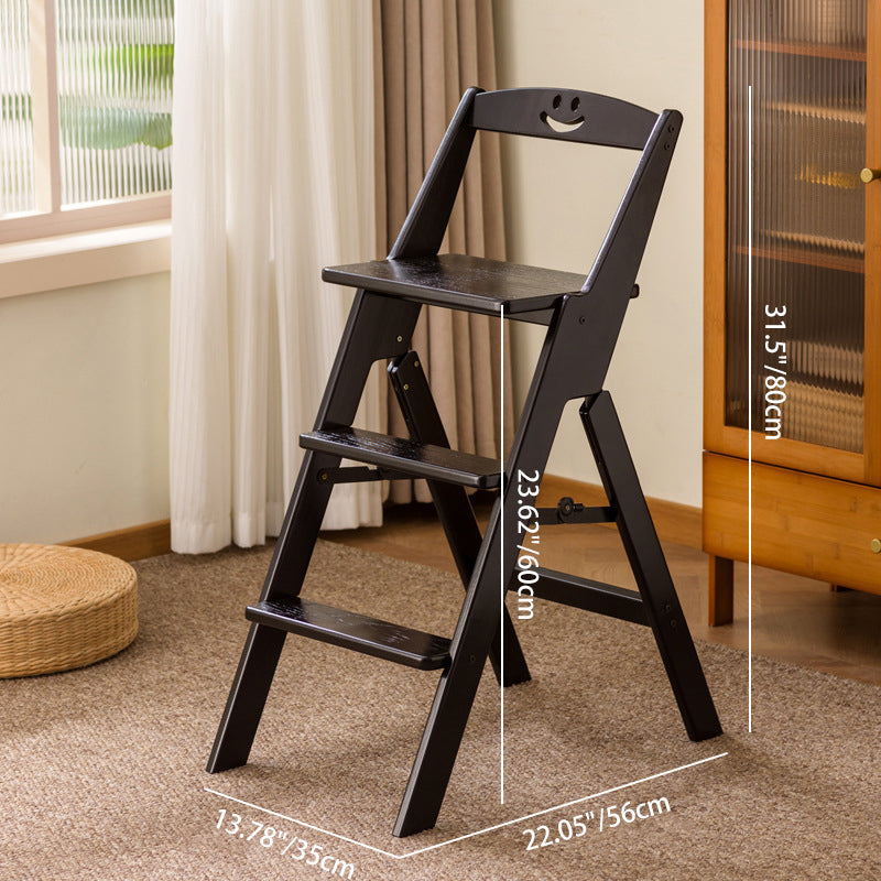 Space-Saving Bamboo Step Stool with Supportive Backrest