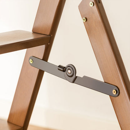 Space-Saving Bamboo Step Stool with Supportive Backrest
