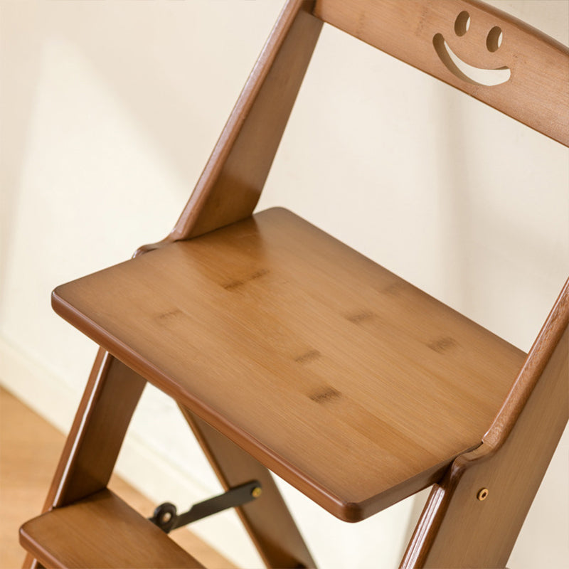 Space-Saving Bamboo Step Stool with Supportive Backrest