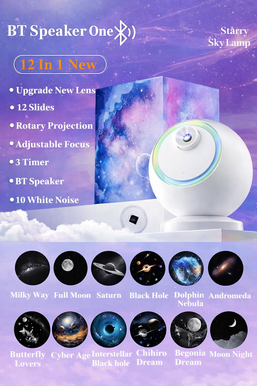 Celestial Bliss LED Nightlight Projector with Bluetooth Sound