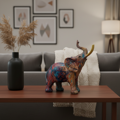 Vibrant Elephant Sculpture - Expressive Home Decor Accent