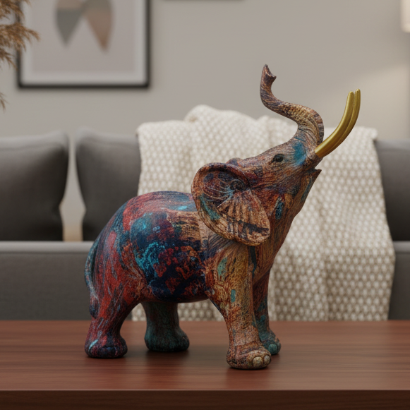 Vibrant Elephant Sculpture - Expressive Home Decor Accent
