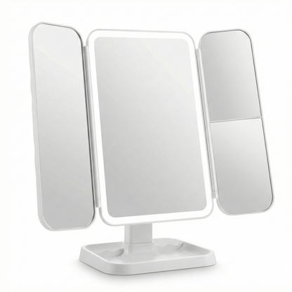 Tri-Fold Mirror for Enhanced Reflection and Makeup Application