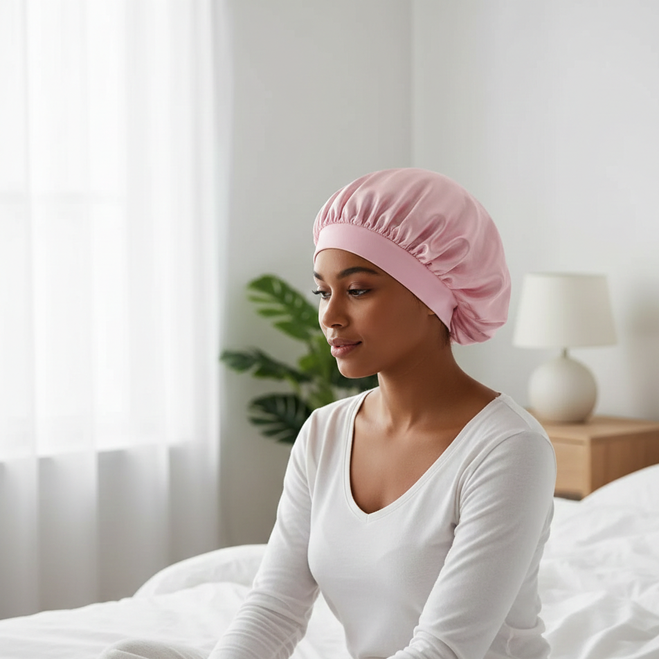 Shower Cap in Soft Satin Velvet Fabric