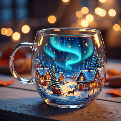 Charming Holiday Glass Mug for Cozy Beverages