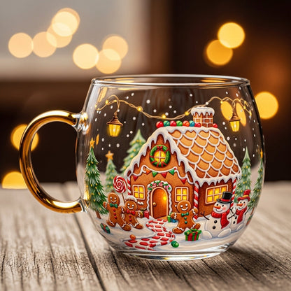Charming Holiday Glass Mug for Cozy Beverages
