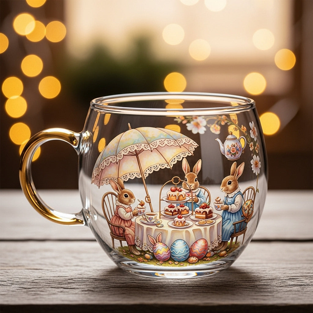 Charming Holiday Glass Mug for Cozy Beverages