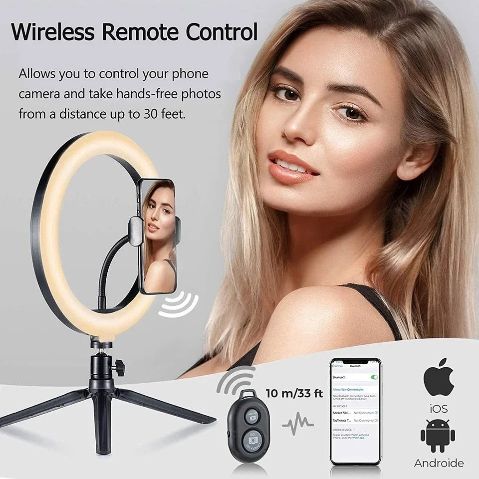 Phone Stand with Selfie Ring Light for Enhanced Photography