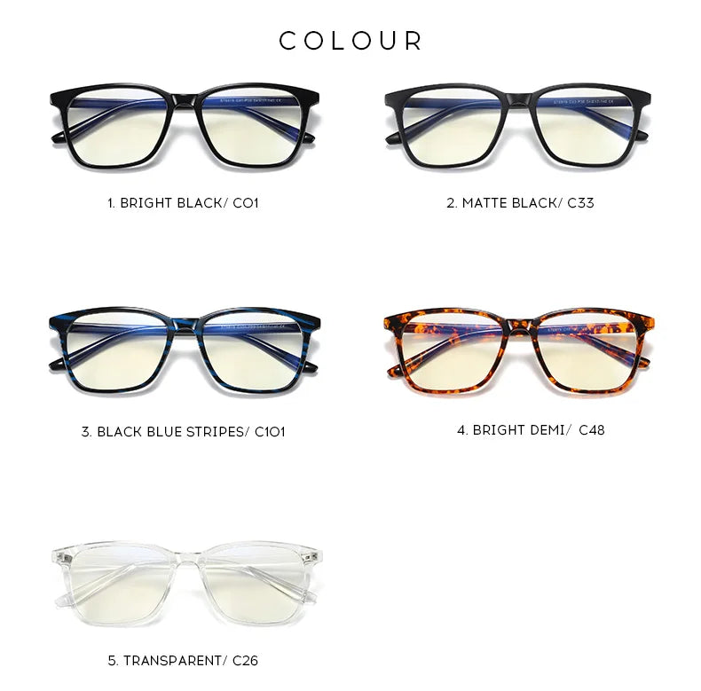 Square Retro Eyeglasses in TR90 Material