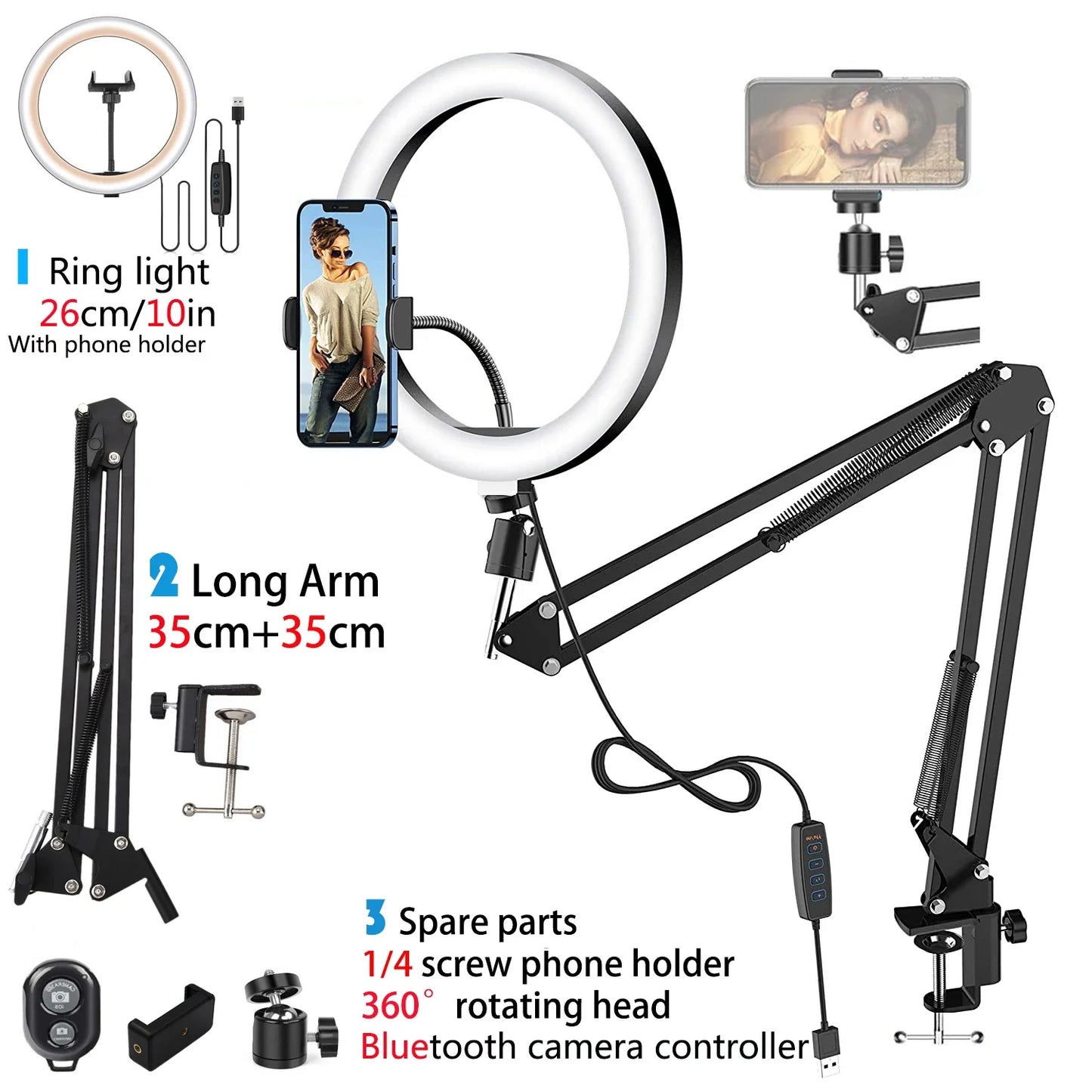 Phone Stand with Selfie Ring Light for Enhanced Photography