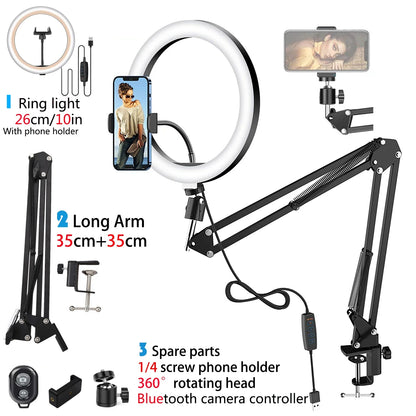 Phone Stand with Selfie Ring Light for Enhanced Photography
