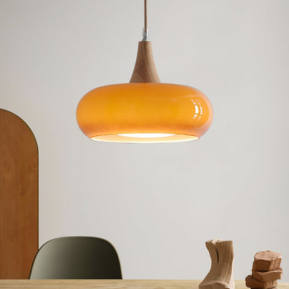 Cozy Pendant Light with Natural Wood Finish