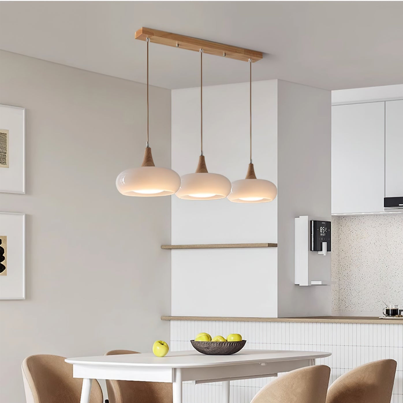 Cozy Pendant Light with Natural Wood Finish