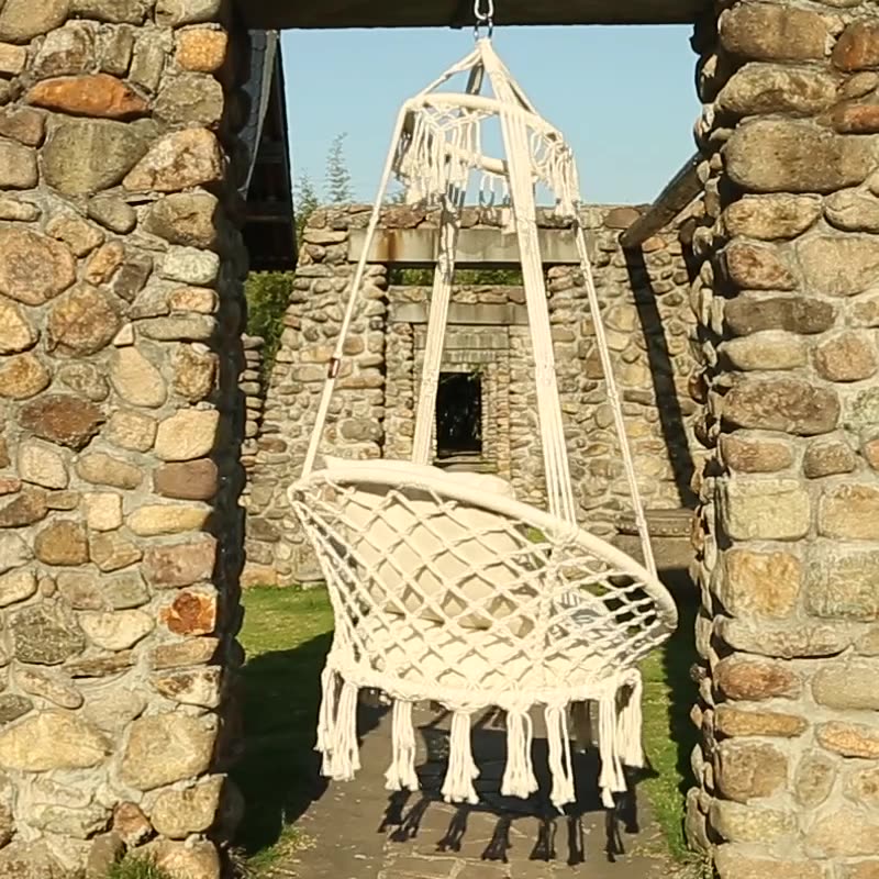 Coastal-Inspired Outdoor Hanging Chair - Durable Cotton & Steel