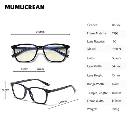 Square Retro Eyeglasses in TR90 Material