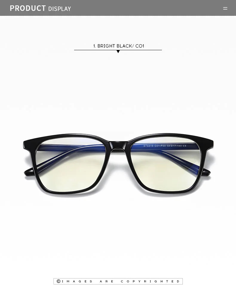 Square Retro Eyeglasses in TR90 Material