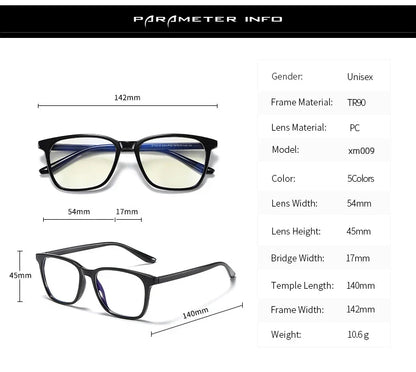 Square Retro Eyeglasses in TR90 Material