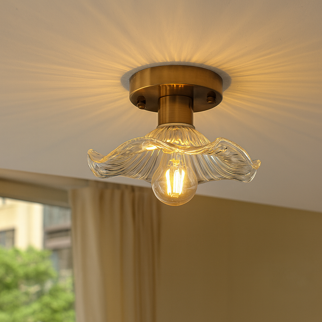Elegant Hibiscus-Inspired Flush Mount Ceiling Light