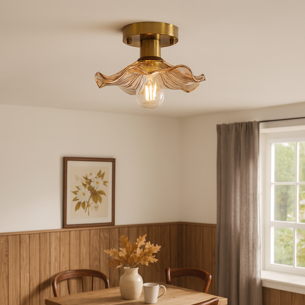 Elegant Hibiscus-Inspired Flush Mount Ceiling Light