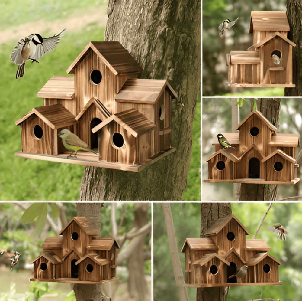 Charming Wooden Bird Haven with Nesting Compartments