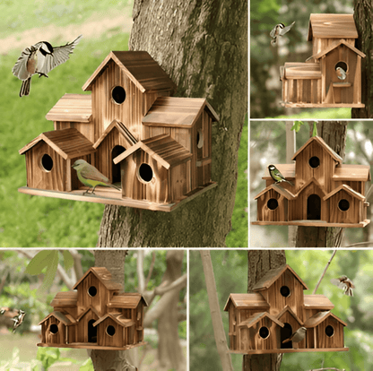Charming Wooden Bird Haven with Nesting Compartments