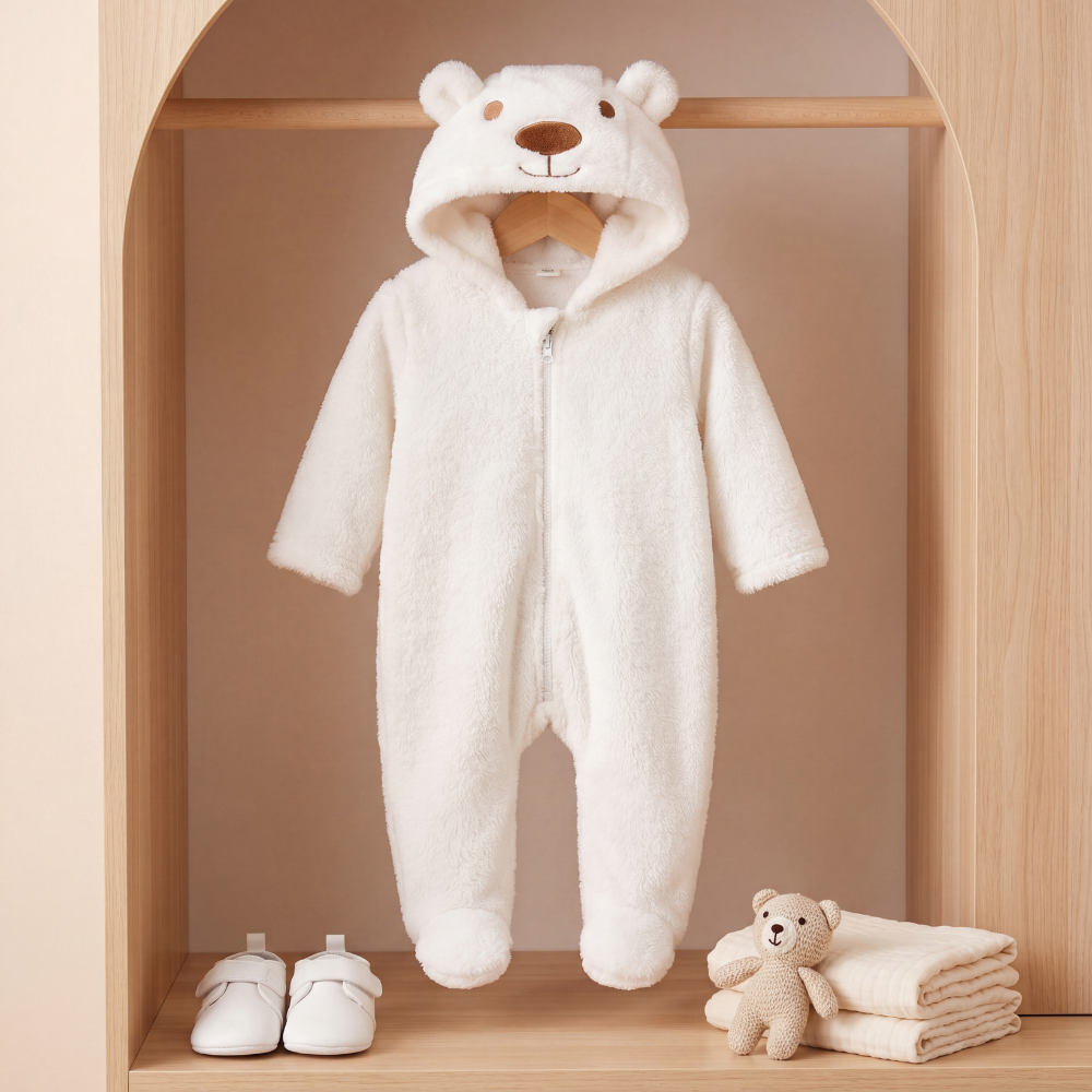Bear-Themed Romper for Infants