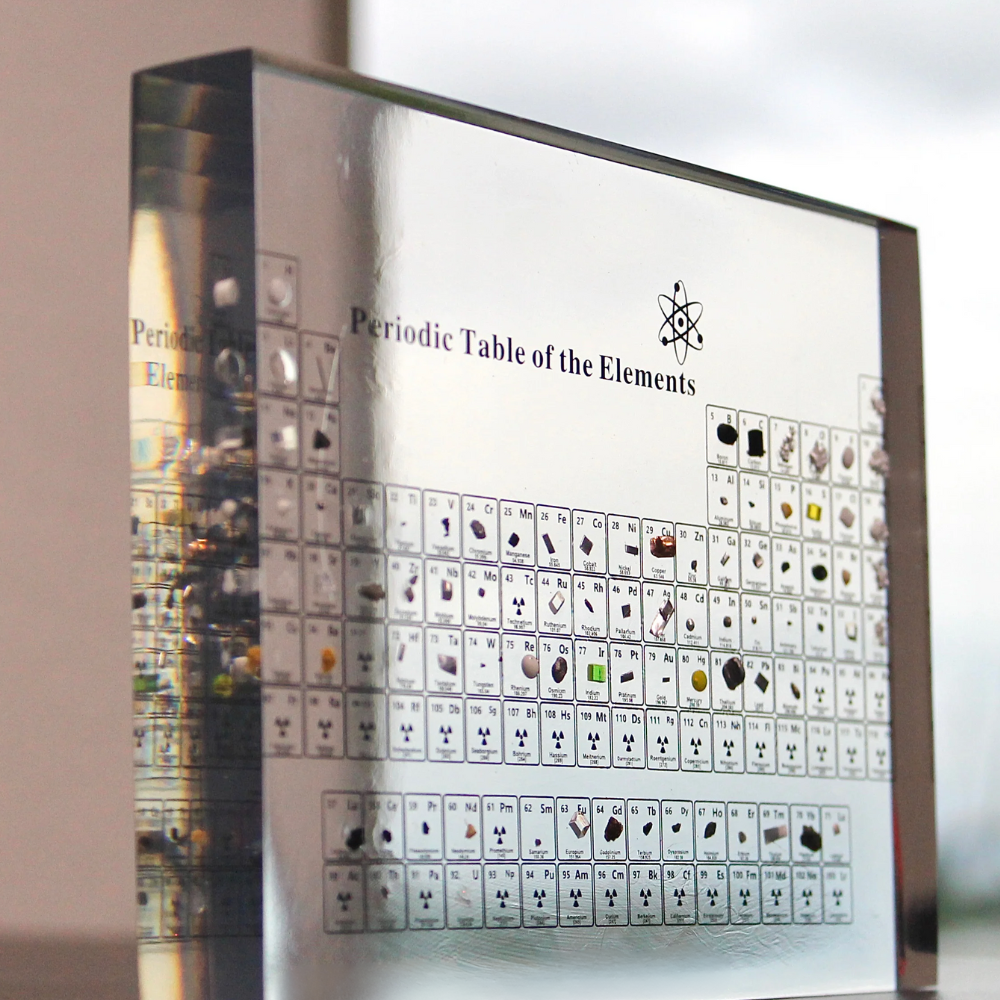 Illuminated Periodic Table Art with Elegant Wooden Stand