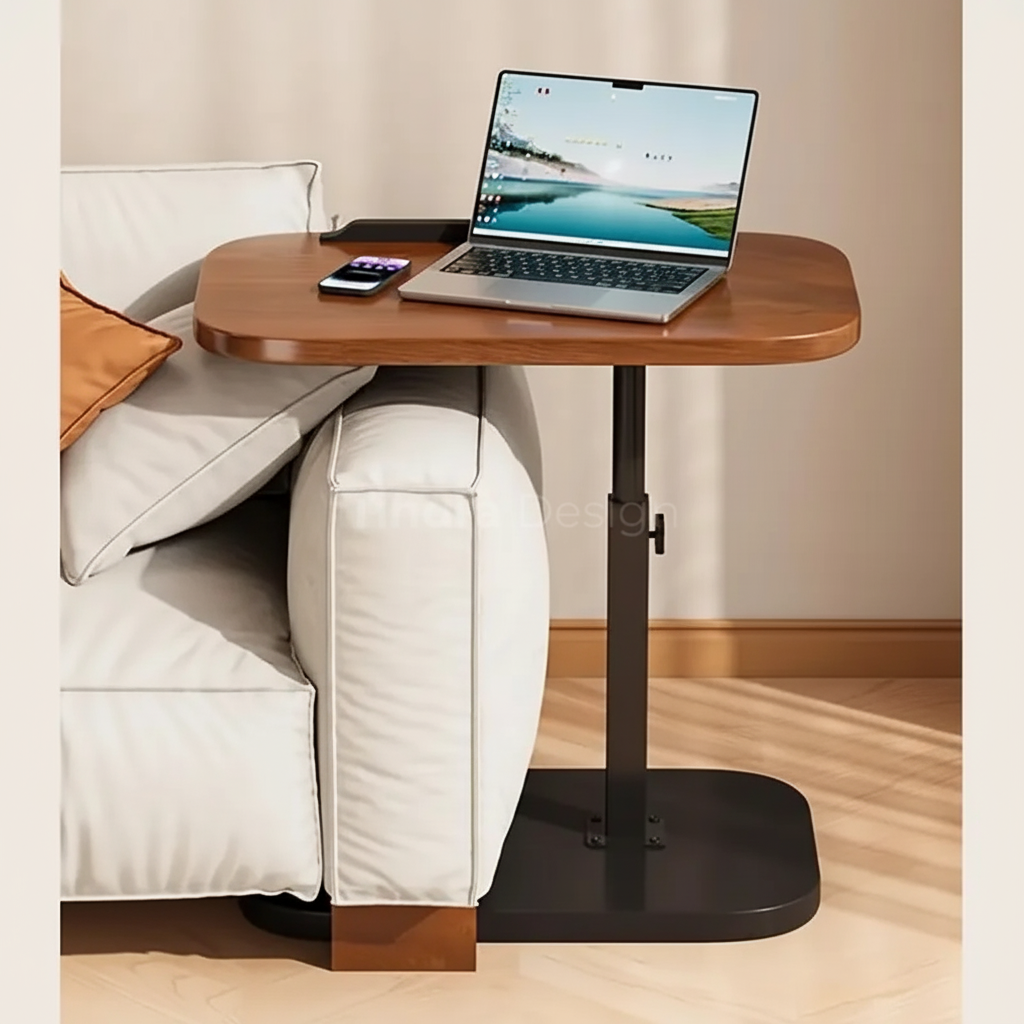 Versatile C-Frame Sofa Table in Rich Walnut Finish