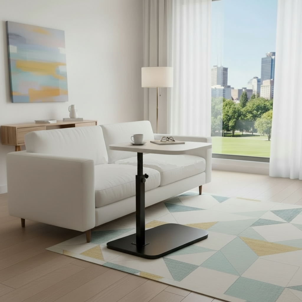 Versatile C-Frame Sofa Table in Rich Walnut Finish