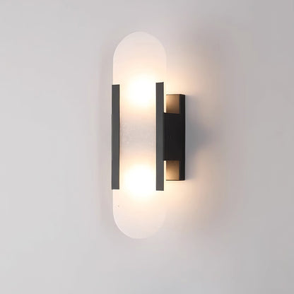Artisan Alabaster Wall Light with Elegant Brass Accents