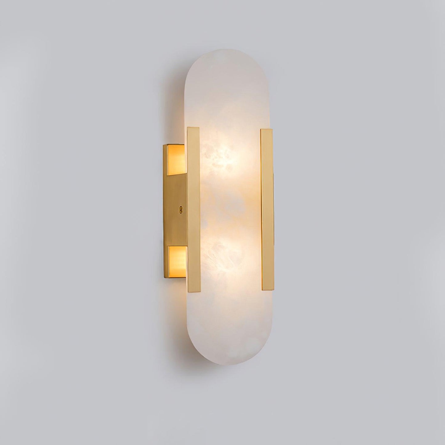 Artisan Alabaster Wall Light with Elegant Brass Accents