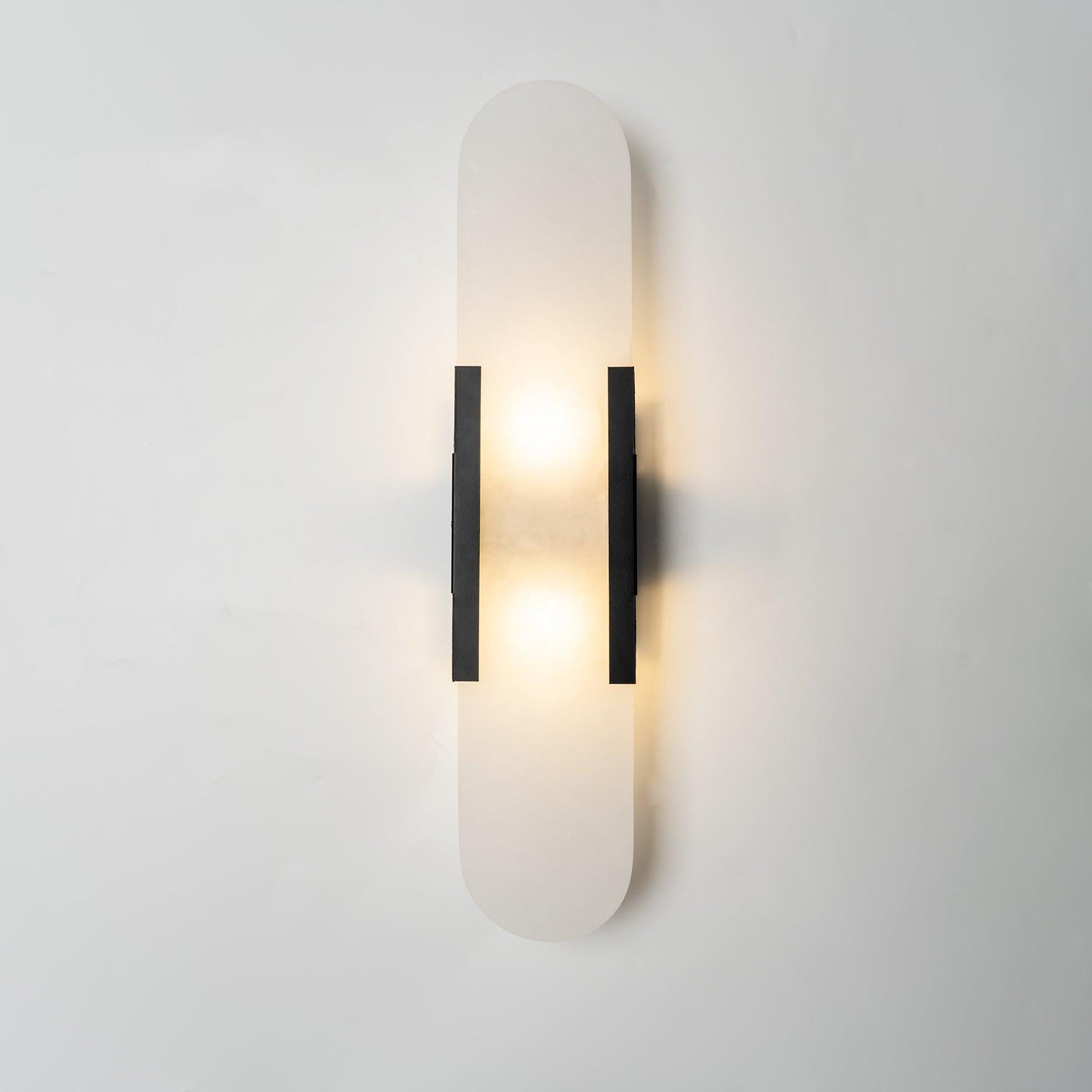 Artisan Alabaster Wall Light with Elegant Brass Accents