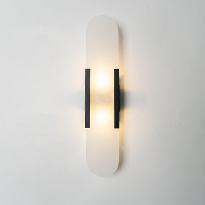 Artisan Alabaster Wall Light with Elegant Brass Accents
