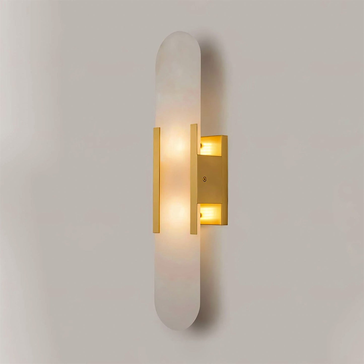 Artisan Alabaster Wall Light with Elegant Brass Accents